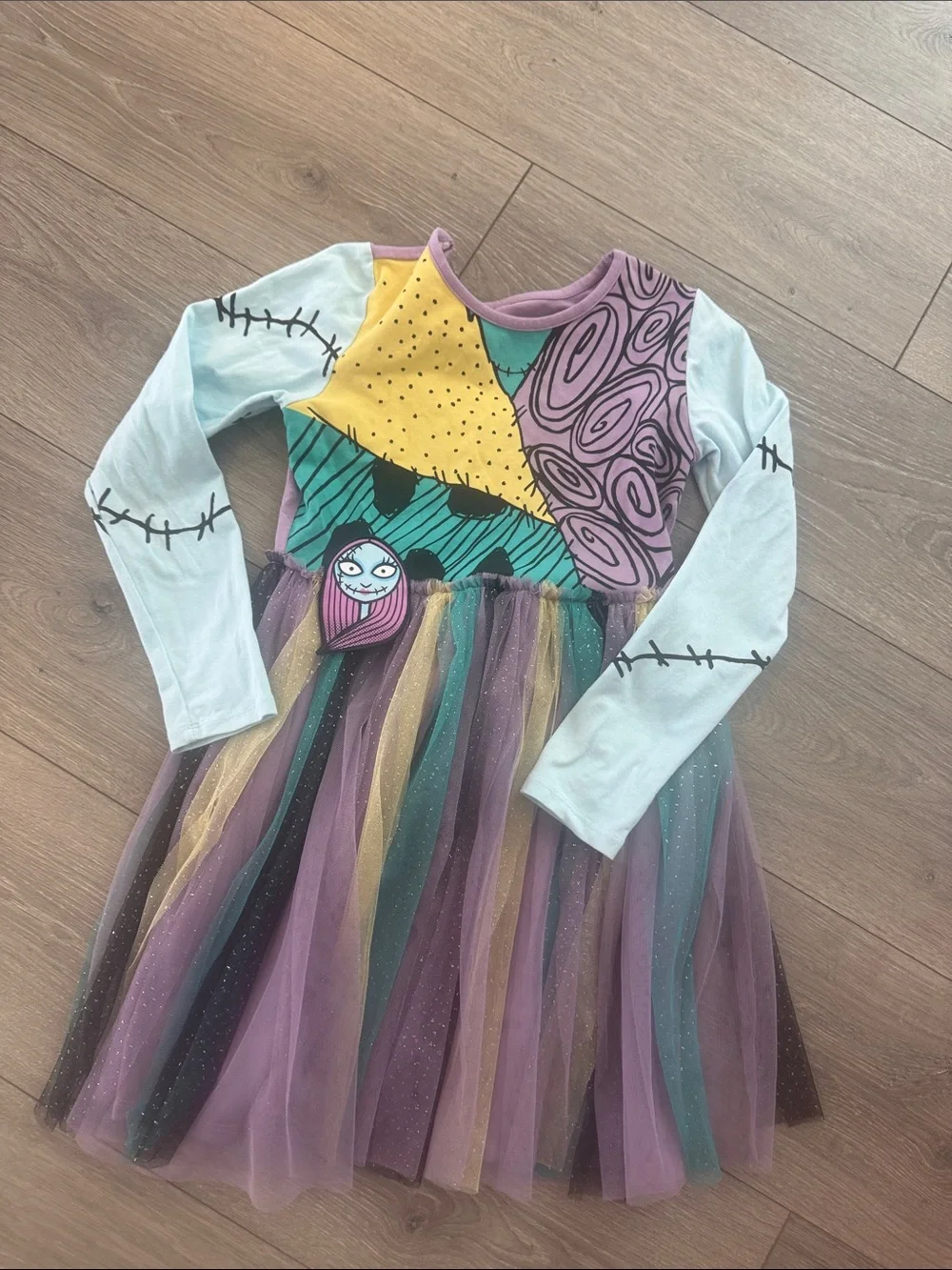 Disney Purple, Teal, Yellow & Cream Patchwork Tulle Costume Dress